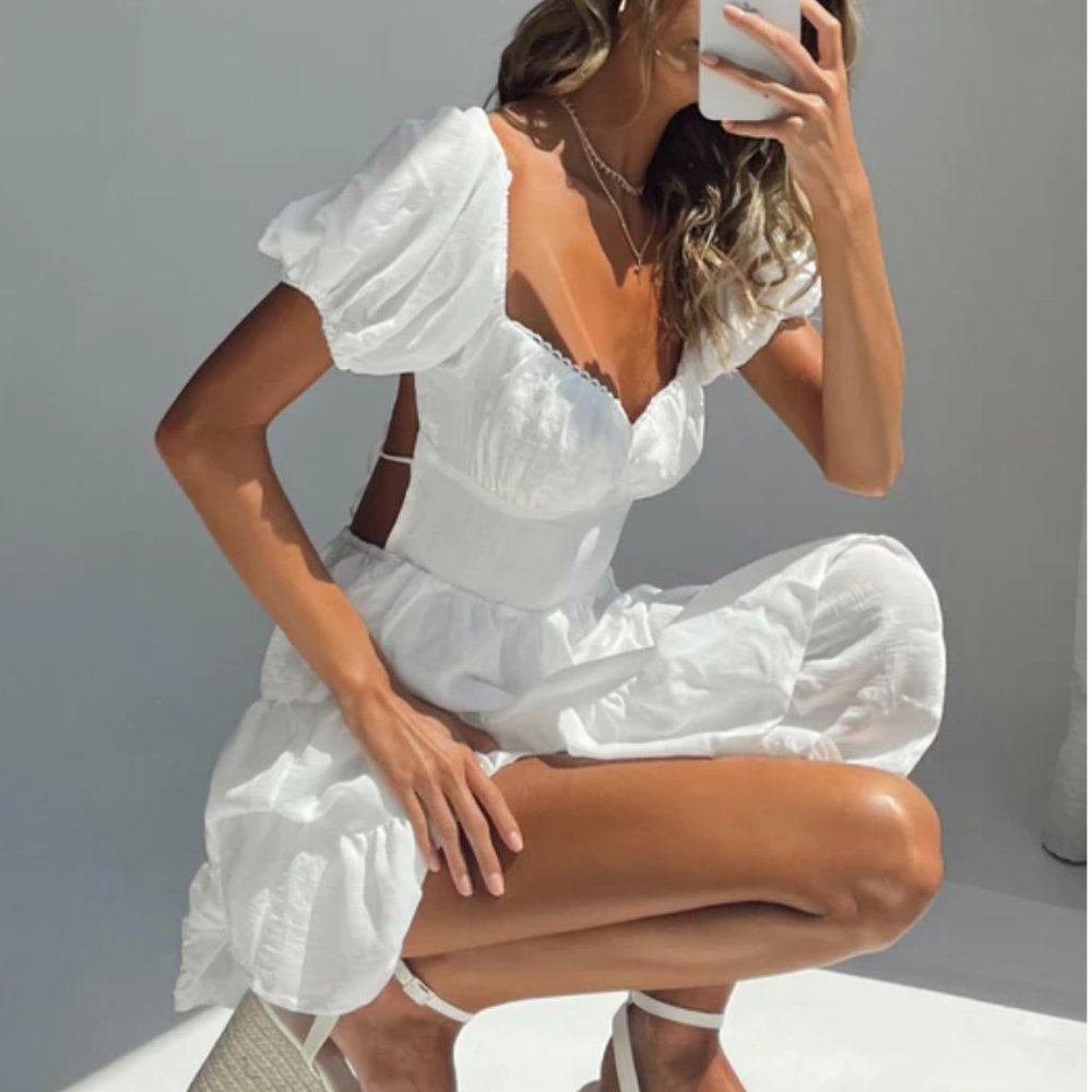 NWT PRINCESS POLLY DANNY MINI DRESS WHITE